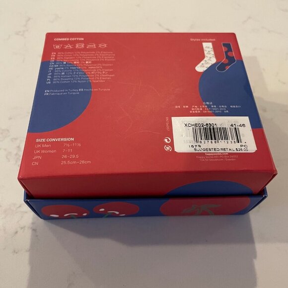 Happy Socks Cherry Socks Gift Set 2 Pairs Adult Crew Unisex Multi Color OS NWT - Picture 3 of 7